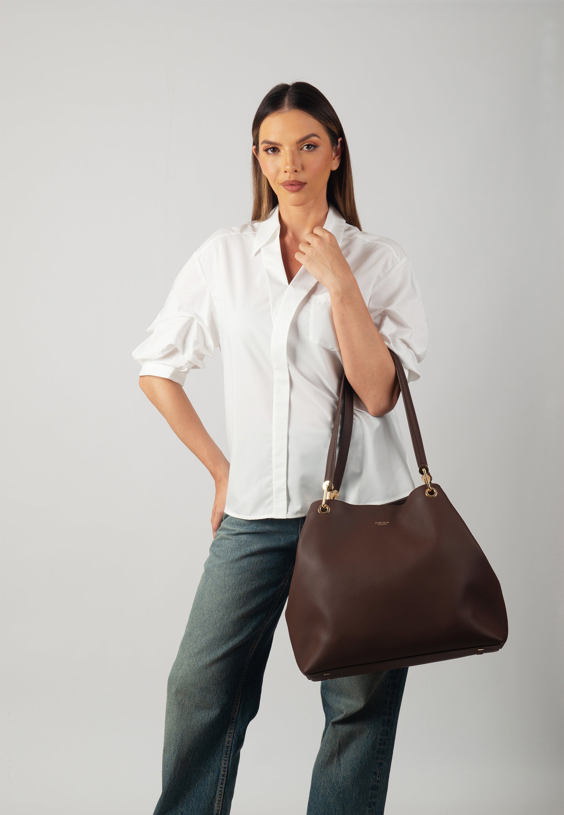 Stella Genuine Leather Handbag (Brown)