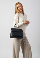 Sophia Genuine Leather Handbag (Black)