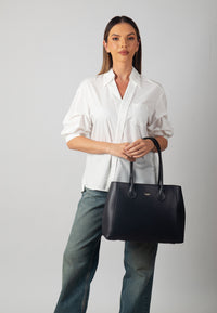 Selena Genuine Leather Handbag (Black)