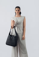 Ellie Genuine Leather Handbag (Black)