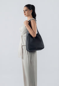 Ellie Genuine Leather Handbag (Black)