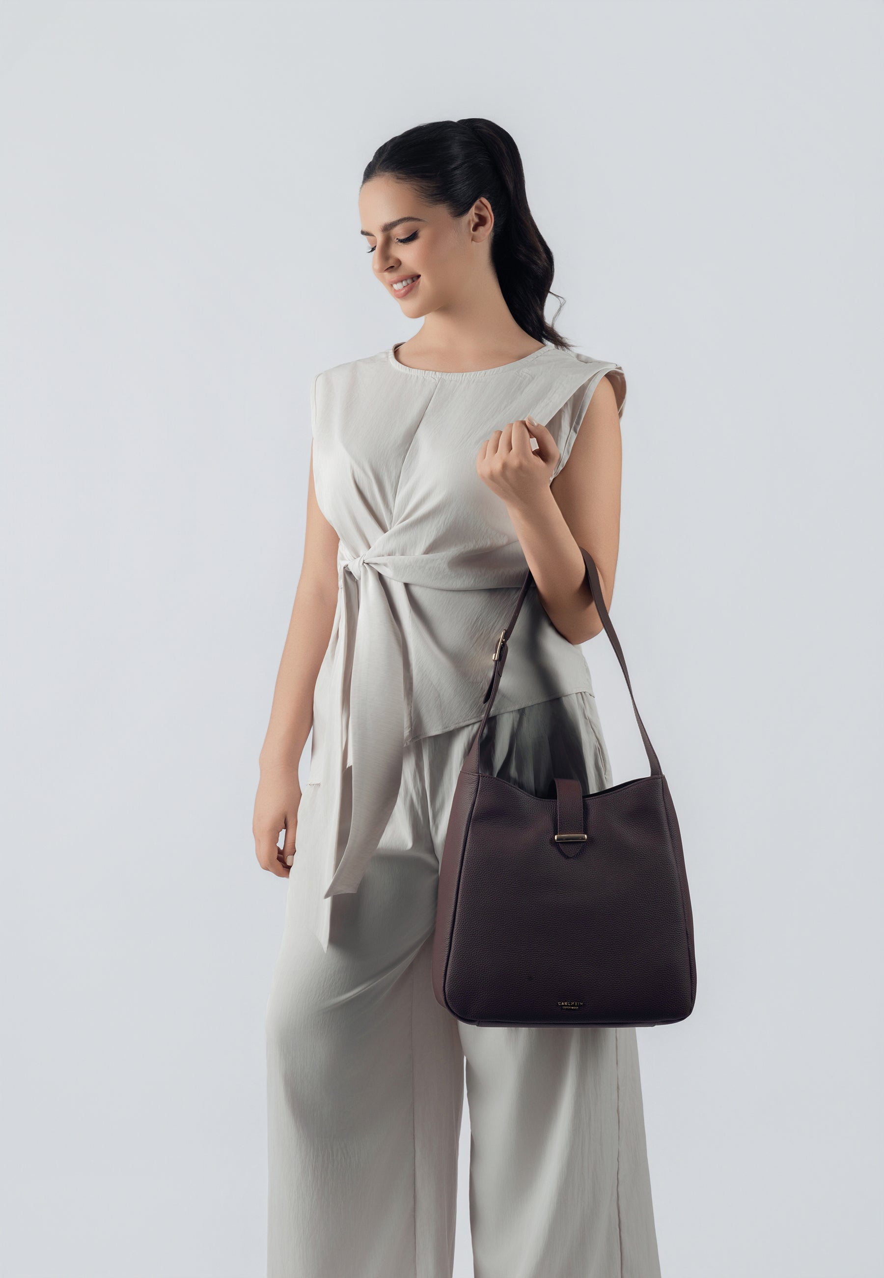 Ellie Genuine Leather Handbag (Brown)