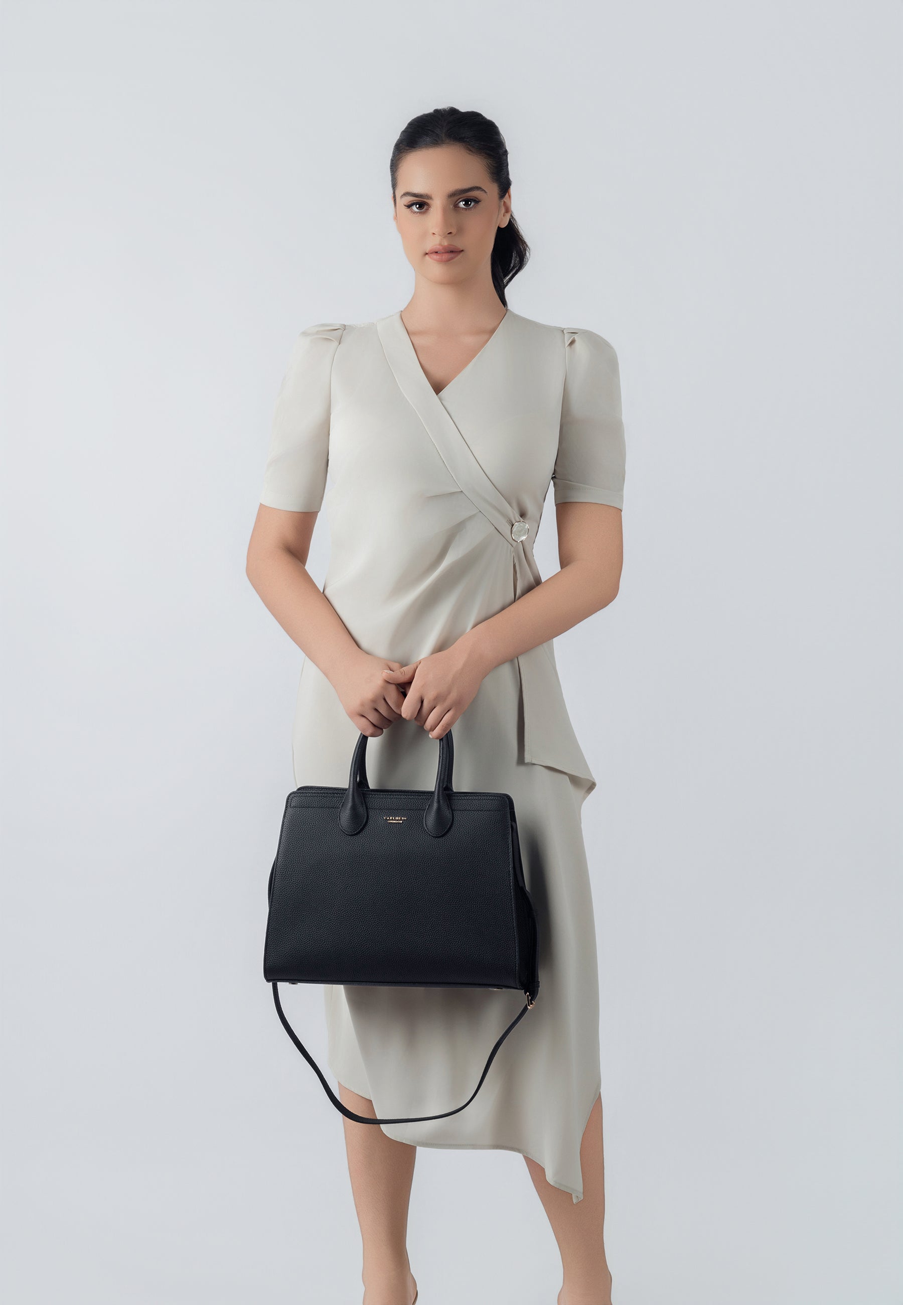 Nora Genuine Leather Handbag (Black)