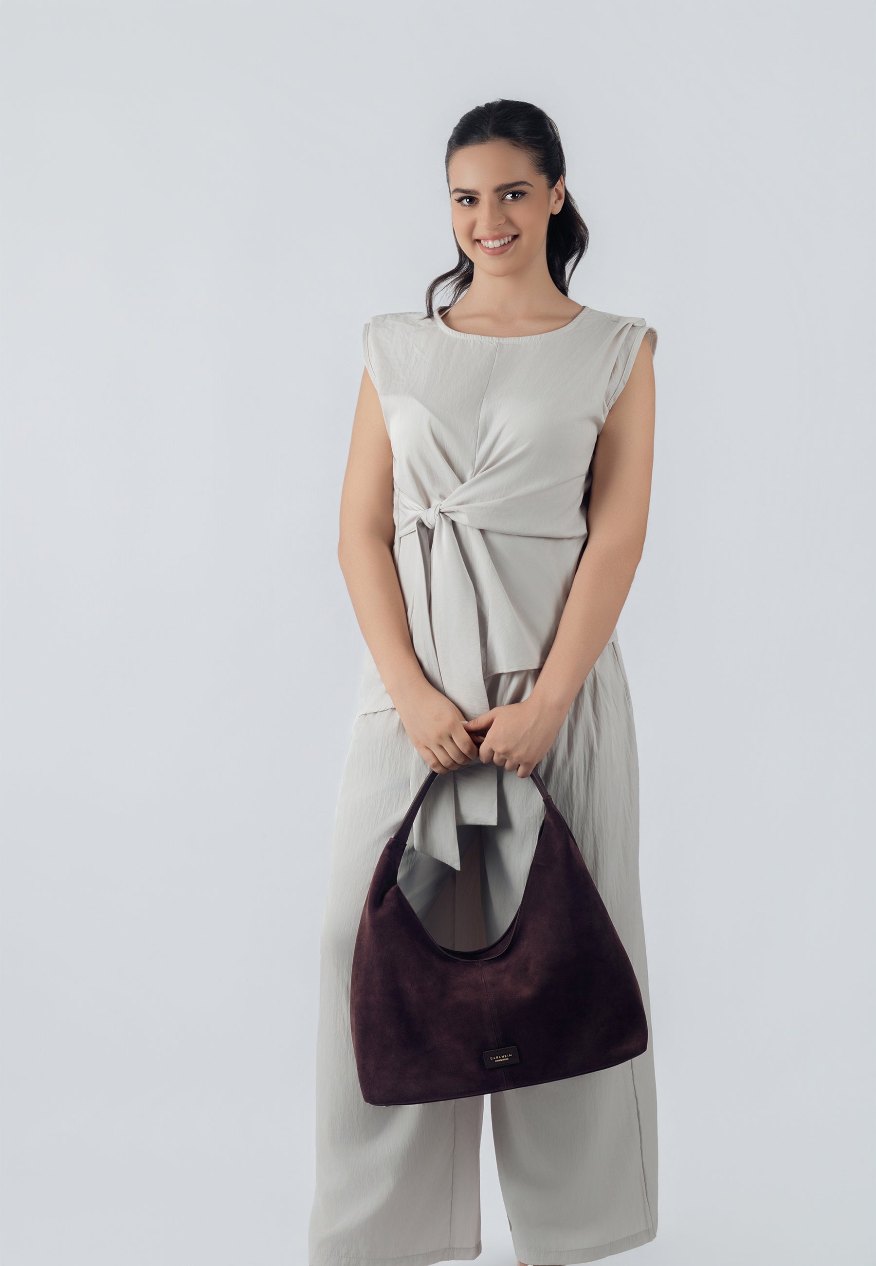 Eliana Suede Handbag (Brown)