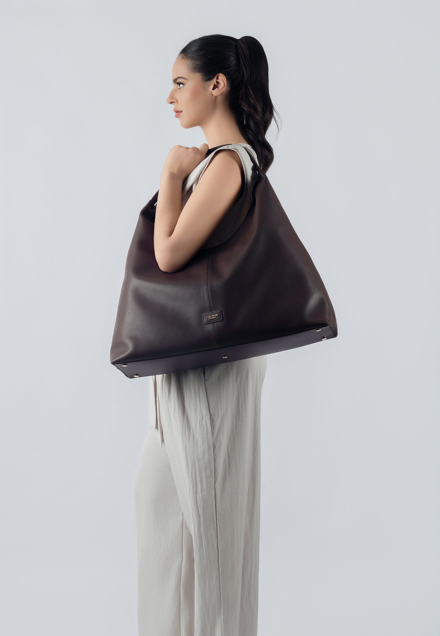 Madeline Genuine Leather Handbag (Brown)